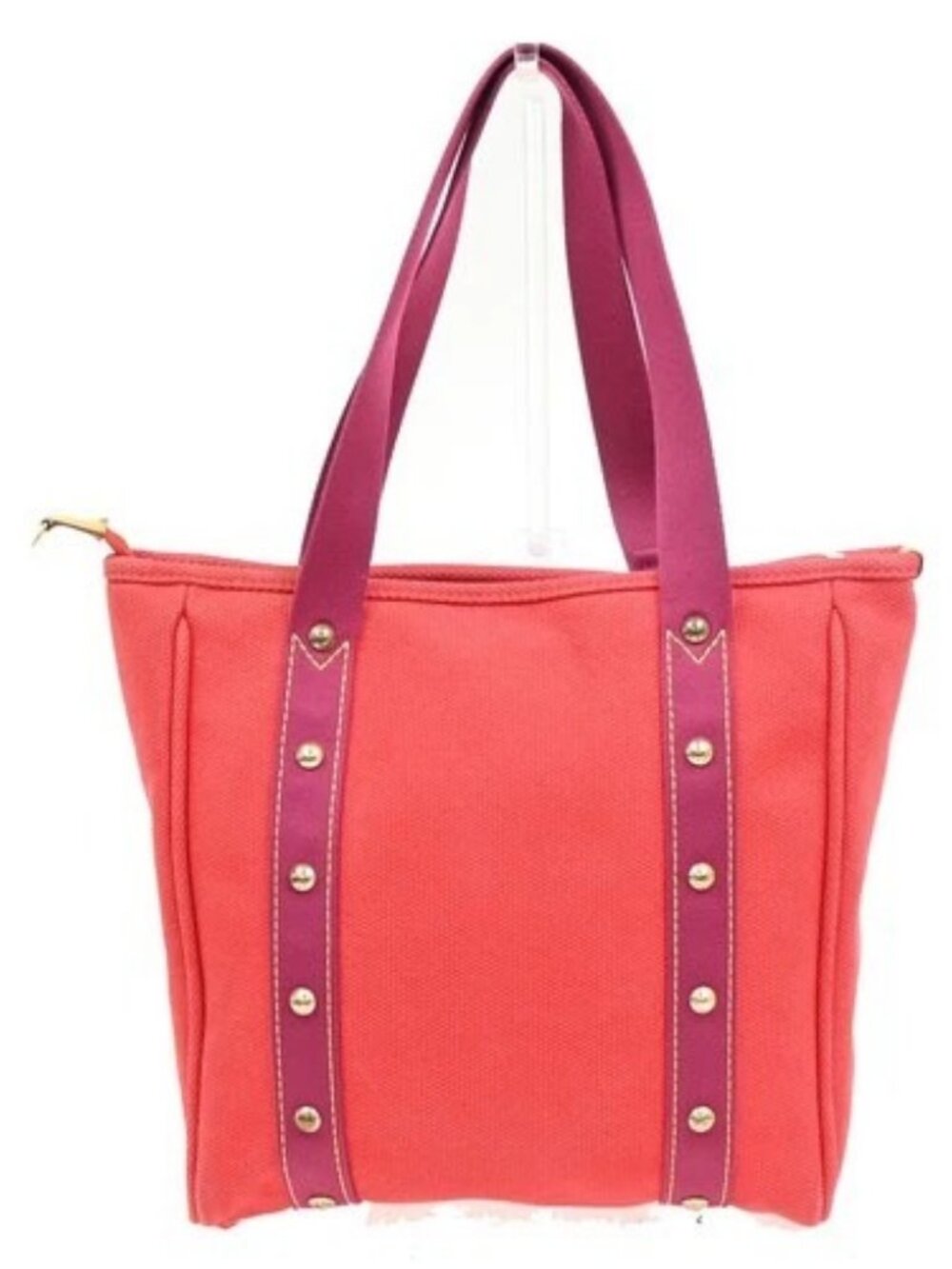 LOUIS VUITTON Cabas MM Shoulder Bag Antigua Canvas Leather Rouge M40034 32ZA237 - Picture 3 of 15
